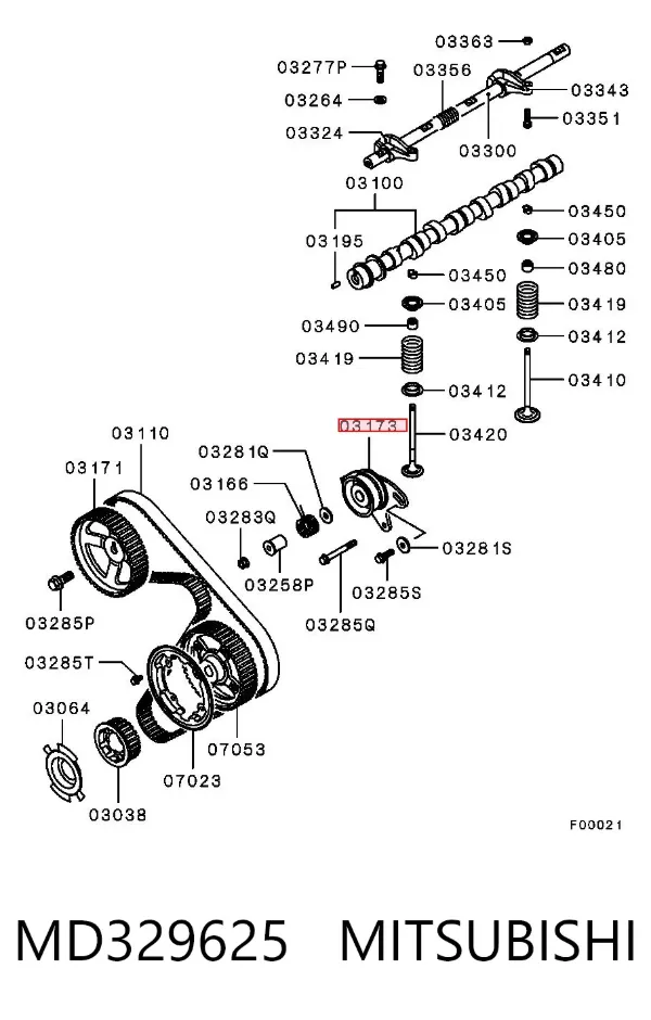 Ролик натягувача ременя ГРМ MD329625 Mitsubishi