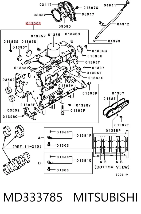 Блок циліндрів двигуна MD333785 Mitsubishi