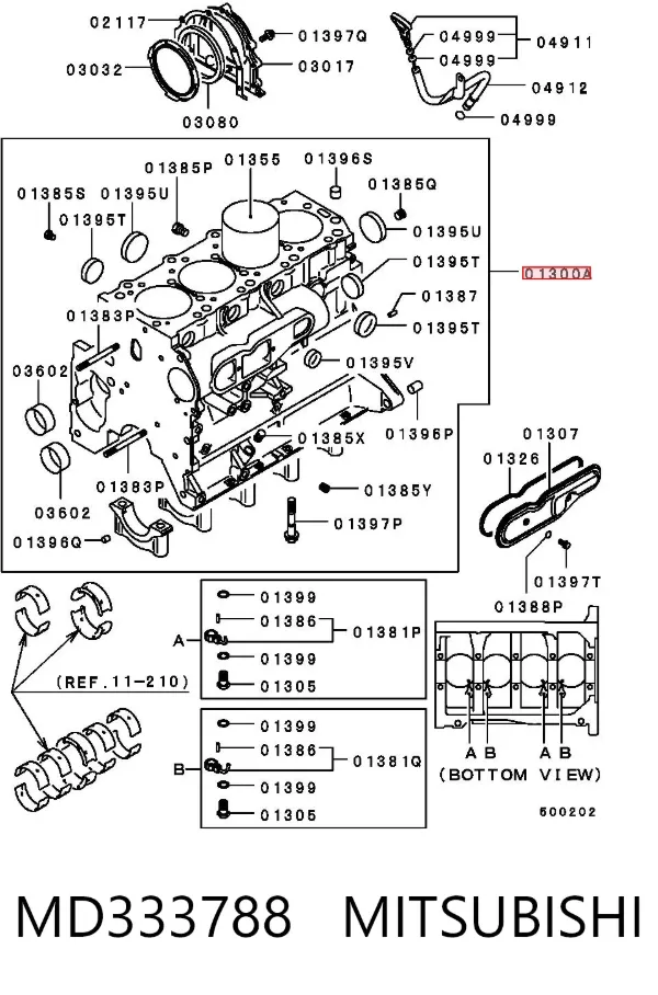 Блок циліндрів двигуна MD333788 Mitsubishi