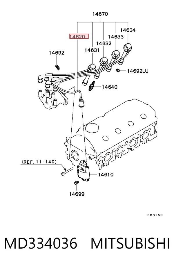 Високовольтні дроти MD334036 Mitsubishi