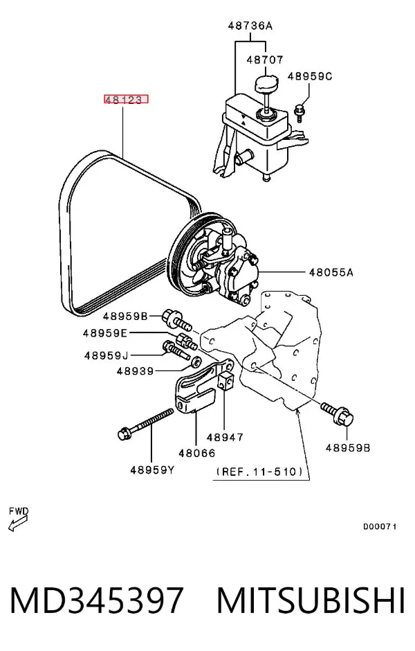 Ремінь генератора MD345397 Mitsubishi