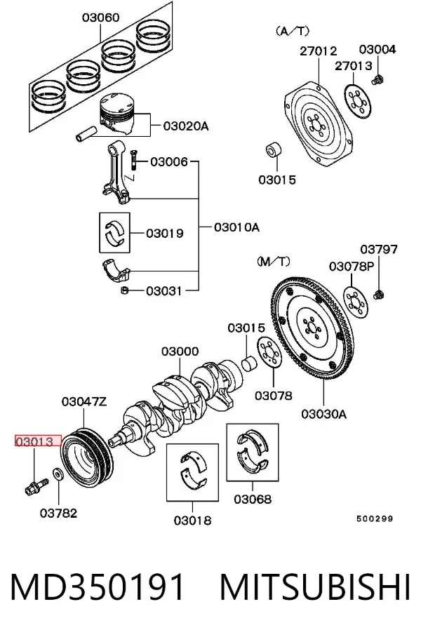 Болт колінвалу MD350191 Mitsubishi