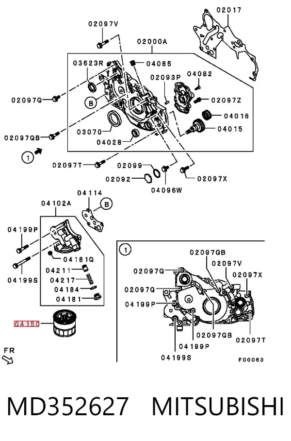 Масляний фільтр MD352627 Mitsubishi