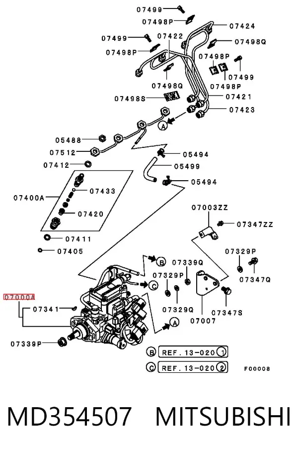 Паливний насос високого тиску MD354507 Mitsubishi