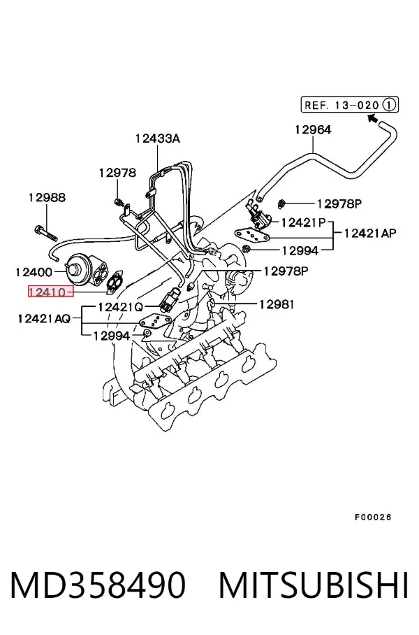 Прокладка EGR-клапана рециркуляції MD358490 Mitsubishi