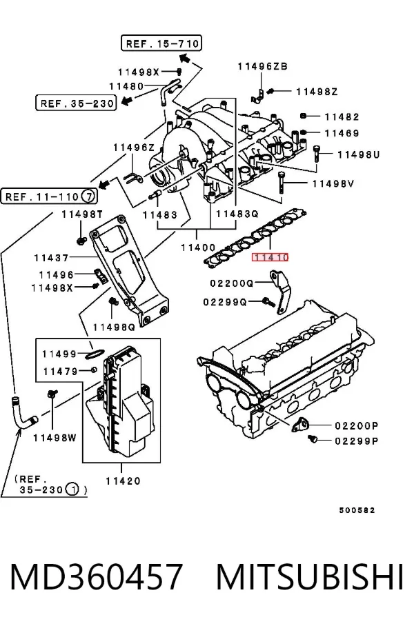 Прокладка впускного колектора MD360457 Mitsubishi