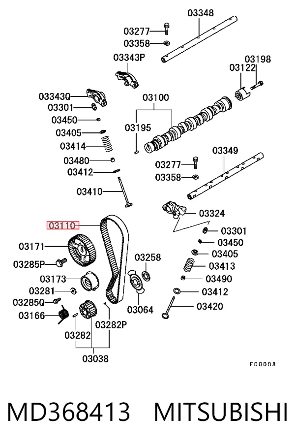 Ремінь ГРМ MD368413 Mitsubishi