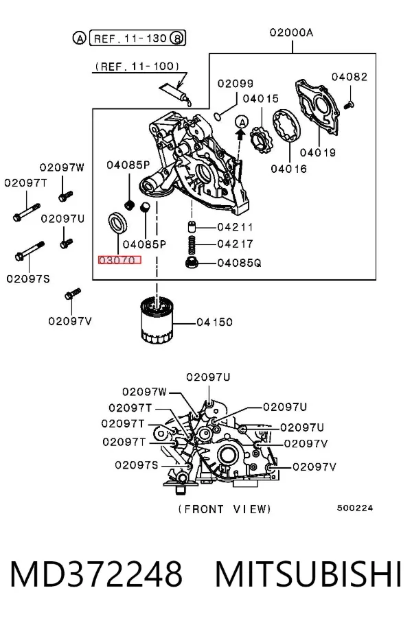 Сальник коленвалу MD372248 Mitsubishi
