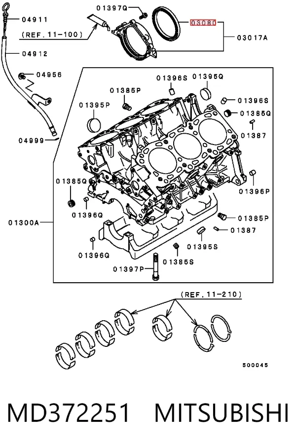Сальник колінвала задній MD372251 Mitsubishi