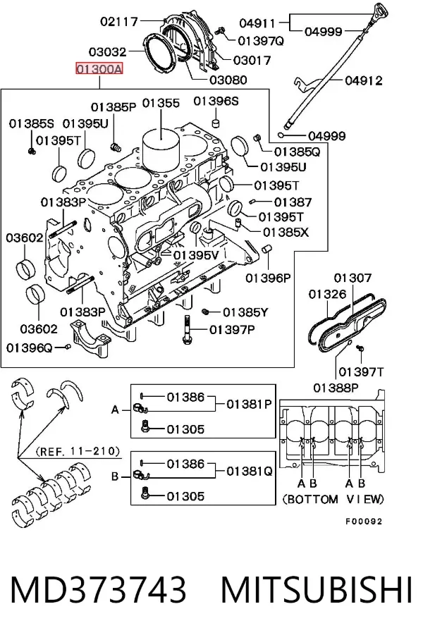 Блок циліндрів двигуна MD373743 Mitsubishi