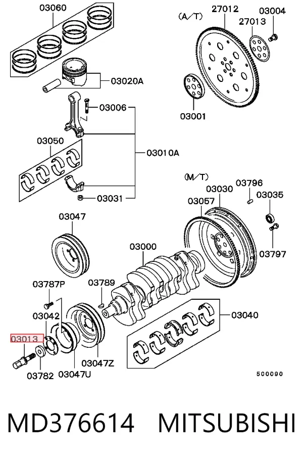 Болт колінвалу MD376614 Mitsubishi