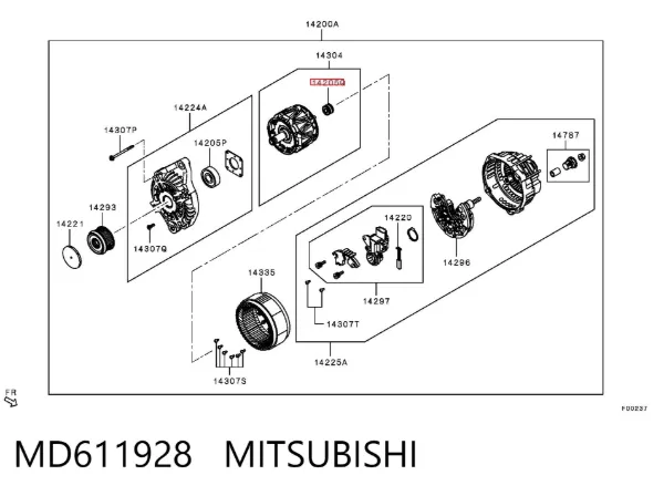 Підшипник генератора MD611928 Mitsubishi