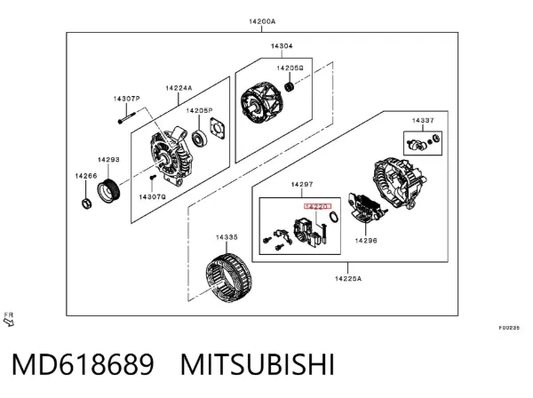 Щітки генератора MD618689 Mitsubishi