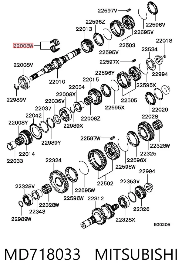 Підшипник первинного валу коробки MD718033 Mitsubishi