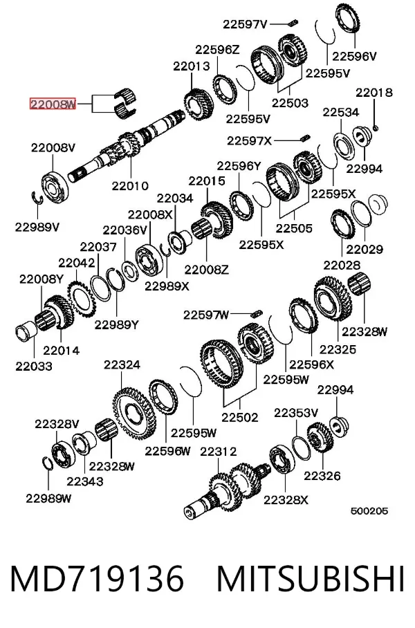 Підшипник первинного валу коробки MD719136 Mitsubishi