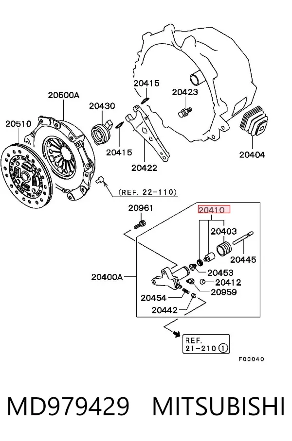 Ремкомплект робочого циліндру зчеплення MD979429 Mitsubishi