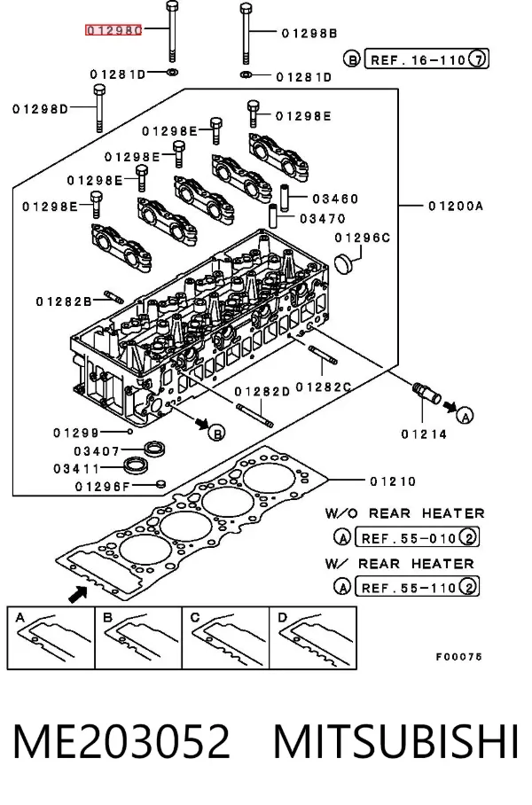 Болт ГБЦ ME203052 Mitsubishi