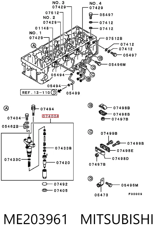 Паливні форсунки ME203961 Mitsubishi