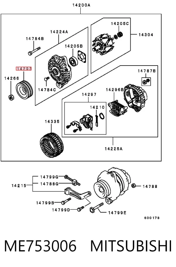 Шків генератора Mitsubishi Pajero IV SHORT
