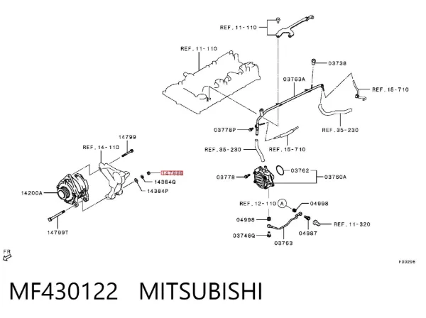 Гайка болта карданного валу MF430122 Mitsubishi