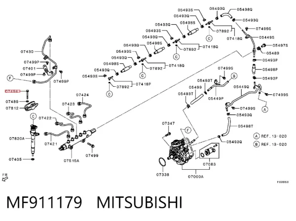 Болт (шпилька) передньої кришки двигуна MF911179 Mitsubishi