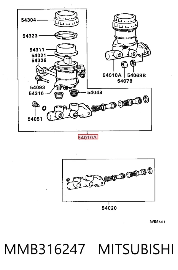 Головний гальмівний циліндр MMB316247 Mitsubishi