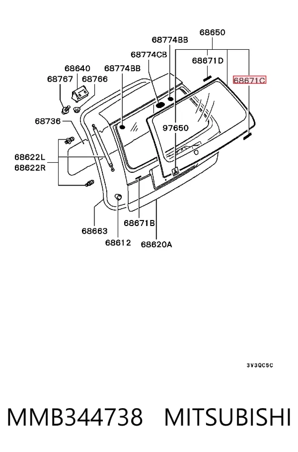 Лобове скло MMB344738 Mitsubishi