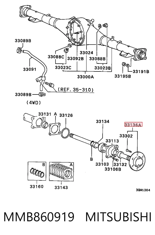 Піввісь задня MMB860919 Mitsubishi