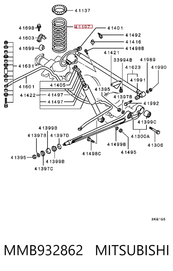 Задні пружини MMB932862 Mitsubishi