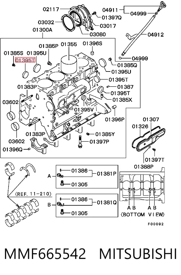 Заглушка блоку циліндрів MMF665542 Mitsubishi