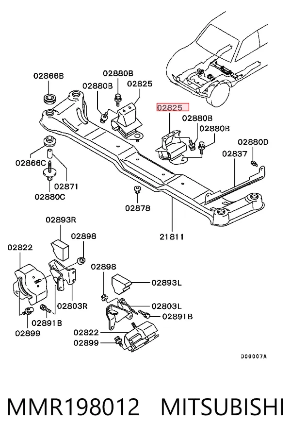 Подушка коробки передач MMR198012 Mitsubishi