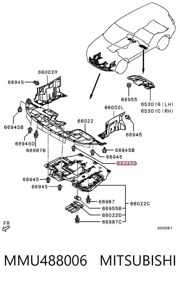 Пістон (кліп) кріплення бампера заднього MMU488006 Mitsubishi
