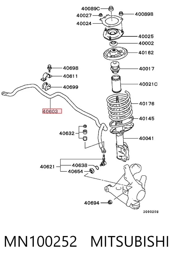 Передній стабілізатор MN100252 Mitsubishi