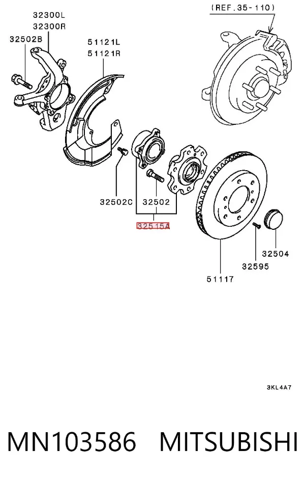 Передня маточина MN103586 Mitsubishi