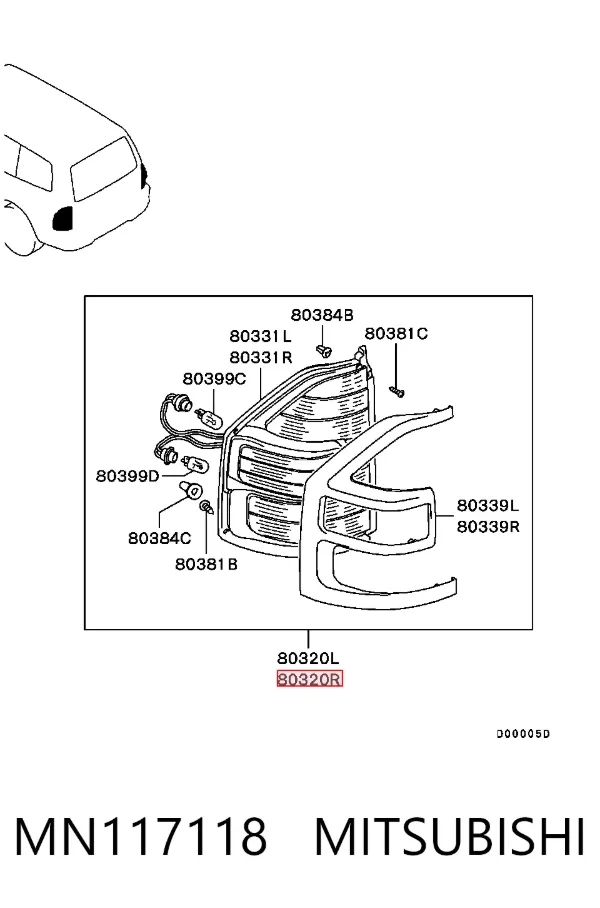 Задня права фара MN117118 Mitsubishi