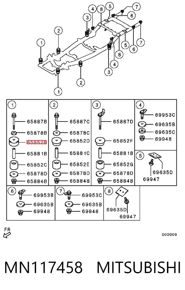 Подушка рами (кріплення кузова) MN117458 Mitsubishi