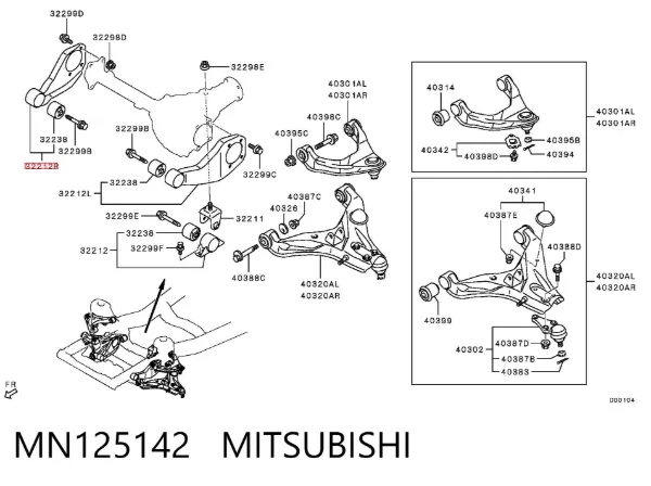 Кронштейн/траверса переднього редуктора, права MN125142 Mitsubishi