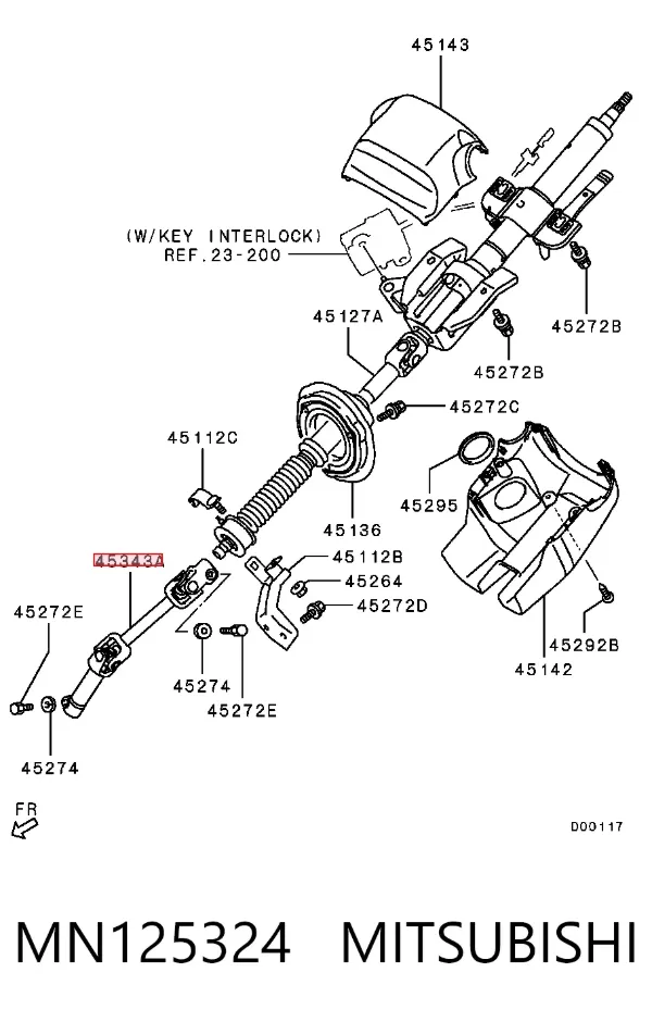 Вал рульової колонки, нижній MN125324 Mitsubishi