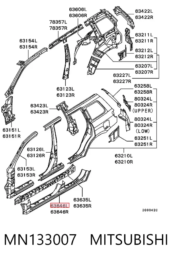 Поріг зовнішній лівий MN133007 Mitsubishi