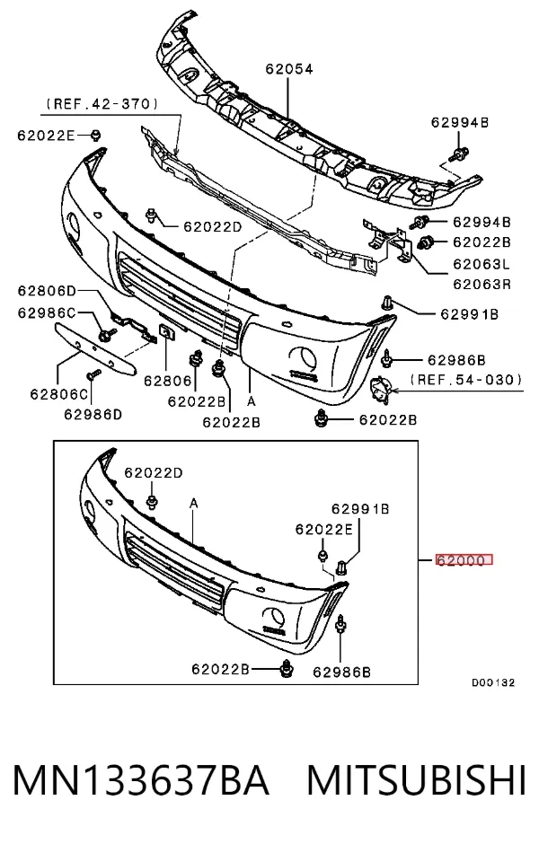 Передній бампер MN133637BA Mitsubishi
