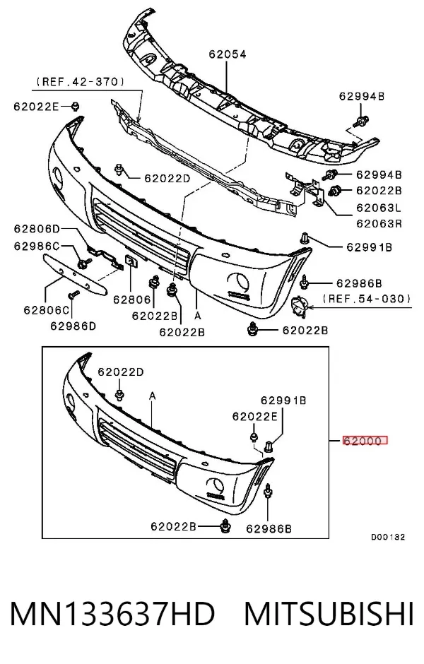 Передній бампер MN133637HD Mitsubishi