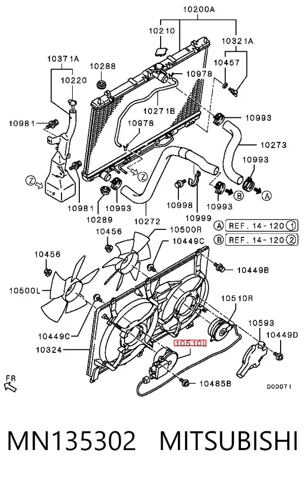 Двигун вентилятора системи охолодження, лівий MN135302 Mitsubishi