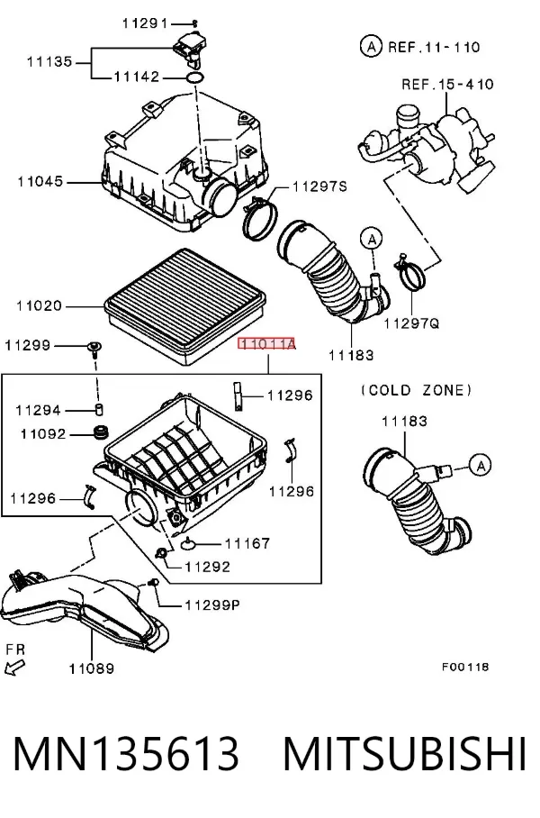 Корпус повітряного фільтра, нижня частина MN135613 Mitsubishi