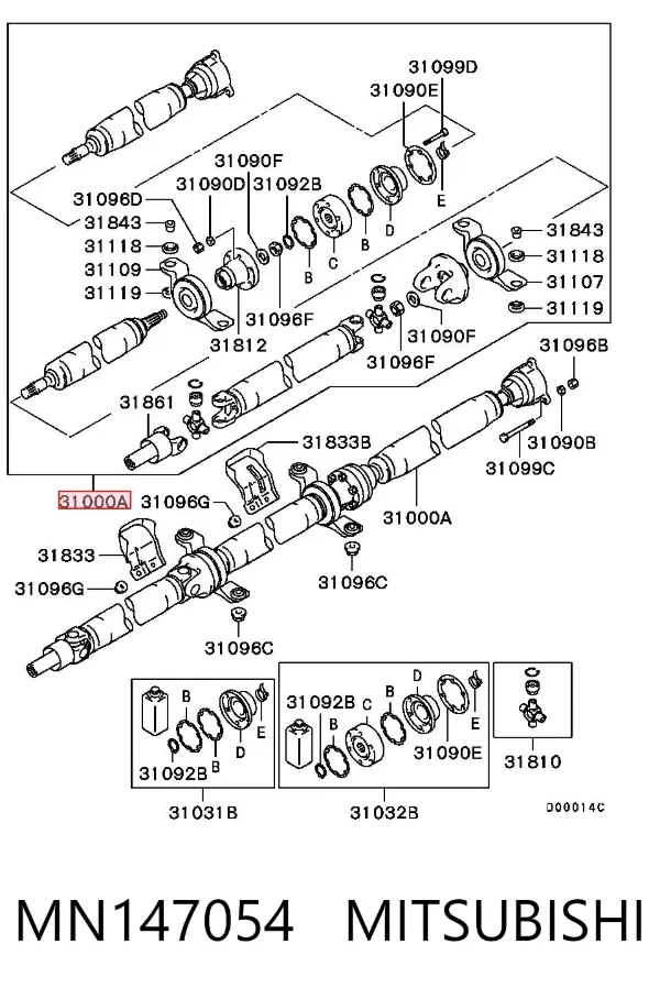 Кардан задній MN147054 Mitsubishi