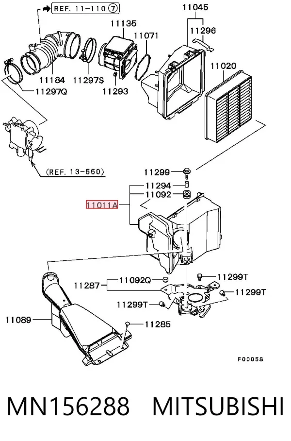 Корпус повітряного фільтра, нижня частина MN156288 Mitsubishi