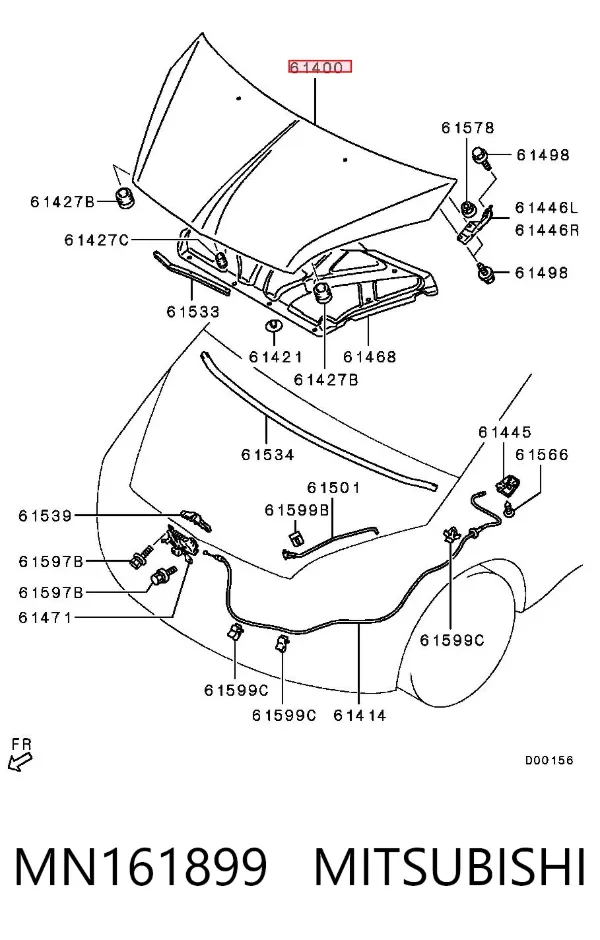 Капот MN161899 Mitsubishi