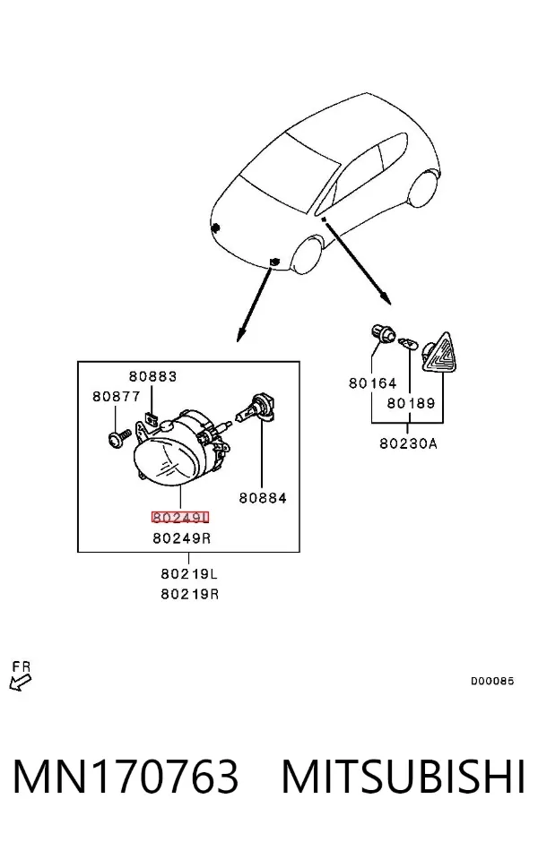 Фара протитуманна, ліва MN170763 Mitsubishi