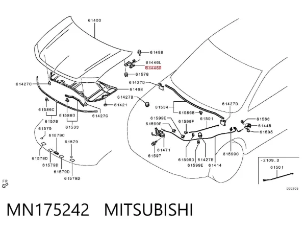Петля капота, права MN175242 Mitsubishi