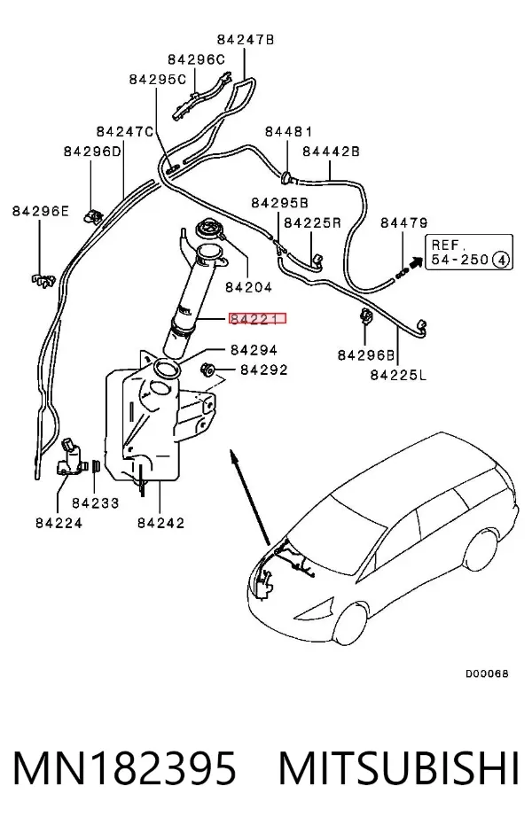 Горловина бачка омивача MN182395 Mitsubishi