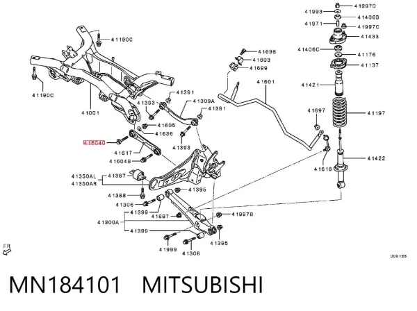 Болт кріплення заднього розвального важеля, внутрішній MN184101 Mitsubishi